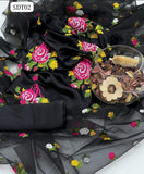 Shamoz Silk Fabric Cross Stich Flower Embroidery Work Shirt With Organza Embroidery Dupatta And Shamoz Silk Plain Trouser 3Pc Dress