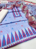 Lawn Fabric Neck Print r Allover Back And Saleeves Printed Shirt With Chiffon Dupatta And Lawn Plain Trouser 3Pc Dress