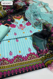 Lawn Fabric Neck Print r Allover Back And Saleeves Printed Shirt With Chiffon Dupatta And Lawn Plain Trouser 3Pc Dress