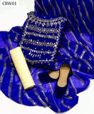 Chiffon Fabric Mirror Work Shirt With Chiffon Embroidery Dupatta And Masori Trouser With Khussa 3pc Dress