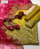 Organza Fabric Sequence Embroidered Work Shirt With Organza Sequence Embroidered Work Dupatta And Masoori Trouser 3Pc Dress With Khussa As a Gift