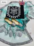 Kataan Silk Fabric Full Heavy Neck Mirror Work Gotta Work Embroidery Shirt With Net Mirror Work Embroidery Duppata And Plain Kataan Silk Trouser 3Pc Dress With Khussa