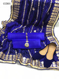 Kataan Silk Fabric Plain Shirt With Silk Gota work Duapatta And Kataan Silk Plain Trouser 3pc Dress With Khussa As a Gift