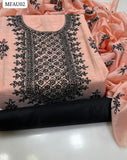Paper Cotton Karahi Handmade Ari Cut Dana Work Shirt With Paper Cotton Karahi Handmade Ari Work Duppata And Kataan Silk Trouser 3 PC Dress