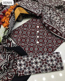 Cotton Lawn Fabric Ajrak Shirt With Cotton Lawn Ajrak Duppata And Cotton Lawn Ajrak Trouser 3Pc Dress With Out Button