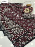Cotton Lawn Fabric Ajrak Shirt With Cotton Lawn Ajrak Duppata And Cotton Lawn Ajrak Trouser 3Pc Dress With Out Button