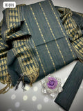 Khaddi Cotton Fabric Bindi Arrow Booti Shirt And Plain Trouser along With Jacquard Border Shawl Duppatta 3Pc Dress