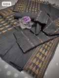 Khaddi Cotton Fabric Bindi Arrow Booti Shirt And Plain Trouser along With Jacquard Border Shawl Duppatta 3Pc Dress