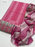 Khaadi Fabric Computer Cross Stitch Work Shirt With Khaadi Lining Style Dupatta And Embroidered Trouser 3Pc Dress