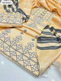 Shamray Sussi Fabric Karahi Cross Stitch Ari Work Shirt With Jucard shawl Dupatta And Shamray Sussi Embroidered Trouser 3Pc Dress