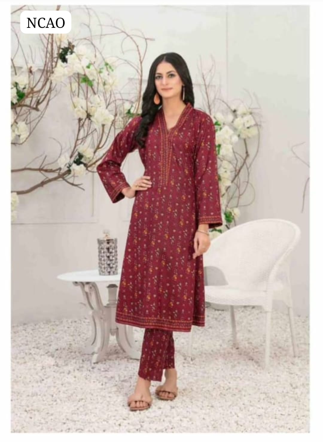 Marina Dhanak Fabric Digital Jucard Print Shirt With Marina Plain Trouser 2Pc Dress
