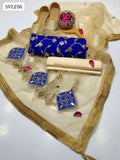 Chiffon Fabric All Over (front, back & sleeves) Sequence Tilla And Sitara Jaal Embroidery Shirt With Indian Net Handmade Mirror And Appliqué Work Dupatta With 4 Side Border Lass & Tussles And Self Embossed Masuri Trouser 3Pc Dress With Khussa As a Gift