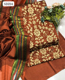 Sussi Fabric Computer Pakka Work Shirt With Sussi Fabric Dupatta And Sussi Plain Trouser 3Pc Dress