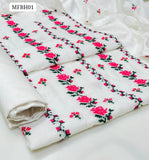 Paper Cotton Fabric Karhai Cross Stitch Work Shirt With Organza Dupatta And Kataan Silk Trouser 3Pc Dress