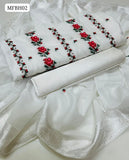 Paper Cotton Fabric Karhai Cross Stitch Work Shirt With Organza Dupatta And Kataan Silk Trouser 3Pc Dress