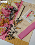 Dhanak wool Embroidery Gala Work Shirt With Beautiful Digital Dhanak Dupatta And Plain Dhanak Trouser 3Pc Dress