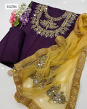Kataan Fabric Mirror Work Shirt With Along Net Mirror Work Duppata And Kataan Plain Trouser 3Pc Dress