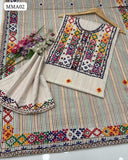 Khaadi Cotton Fabric Ari Sindhi Embroidered Shirt With Cotton Net 4 Side Embroidered Dupatta And Embroidered Trouser 3Pc Dress