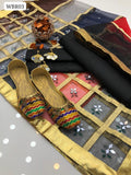 Kataan Silk Plain Shirt With Soft Net 4 Side Lace 2 Side Heavy Check Gotta With Original Mirror Work Dupatta And Kataan Silk Plain Trouser 3Pc DressWith Same Khussa Gift