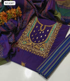 Sussi Khaddi Silk Hand Embroidery Zari beats & Meror Work Gala Shirt With Leining Trouser And Beautiful Shawl 3Pc Dress