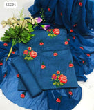 Cotton Fabric Cross Stitch Buti Embroidery Work Shirt With Chiffon Jaal Embroidery Work Dupatta And Plain Trouser 3Pc Dress