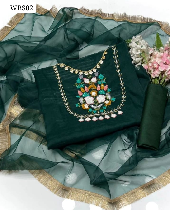 Organza Fabric Beautiful Handmade Zaari Beads And Goota Work Shirt And Organza Duppatta 2 Pc Dress