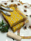 Crinkle Chiffon Pearl Work Heavy Embriodery Work Shirt With Heavy Pure Net Multi Aari + Mirror Work Along with 4 Sided Multi Gotta Lase border Dupatta And Skin Masori Trouser 3Pc Dress With Khussa Gift
