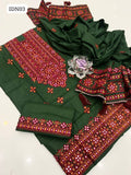 LINEN FABRIC AARI BALOCHI EMBROIDERY SHIRT WITH AARI PALLU EMBROIDERY ON LINEN DUPPATTA AND ARRI EMBROIDERY ON LINEN TROUSER 3PC DRESS
