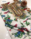 Marina Fabric Floral Print Light Weight Heavy Embroidery Galla Work Shirt And Marina Floral Print Trouser 2Pc Dress