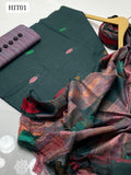 Cotton Khadi Fabric New Badar Jaqrad Style Shirt With Cotton Khadi Dupatta And Self Lineing Trouser 3Pc Dress