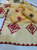 Khadi Cotton Fabric Karahi Handmade Applick Work Shirt With Cotton Net Karahi Handmade Applick Work Dupatta And Khadi Cotton Handmade Applick Work Trouser 3Pc Dress