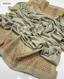 Light Weighted Pashmina Wool Plain Fabric 4 Side Border Diamond Shawl