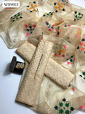 Lawn Fabric Chiken Kari Shirt & Trouser With Along Organza Aari Work Multy Colours Dupatta 3Pc Dress With Beautifull Jewel Strip With Erring Gift