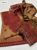 Linen Fabric Ari Sindhi Work Shirt With Linen Pallu Embroidered Dupatta And Linen Embroidered Trouser 3Pc Dress