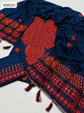 Linen Fabric Ari Sindhi Work Shirt With Linen Pallu Embroidered Dupatta And Linen Embroidered Trouser 3Pc Dress