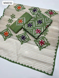 Khaadi Cotton Fabric Handmade Applique Work Shirt With Cotton Net Applique Work Embroidered Dupatta And Applique Embroidered Trouser 3Pc Dress