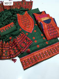 Linen Fabric Ari Sindhi Work Shirt With Linen Pallu Embroidered Work Dupatta And Embroidered Trouser 3Pc Dress
