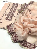 Paper Cotton Fabric Cross Stitch Work Shirt With 4 Side Embroidered Dupatta 2Pc Dress