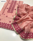Paper Cotton Fabric Cross Stitch Work Shirt With 4 Side Embroidered Dupatta 2Pc Dress