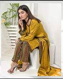 Sussi Fabric Banarsi Shirt And Sussi Plain Contrass Trouser Along With Sussi Banarsi Border Dupatta 3pc Dress