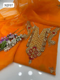 Organza Tilla Aari Beets Embroidry Handmade Shirt With Organza Kundan Dupatta 2 Pc Dress