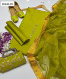 ﻿Kataan Silk Fabric Plain Shirt With Indian Organza Sequence Dupatta And Kataan Silk Plain Trouser 3Pc Dress With Clutch And Same Khussa As A Gift
