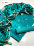 Marina Fabric Banarsi Boti Work Shirt With Banarsi Badder Dupatta And Along Simple Trouser 3Pc Dress