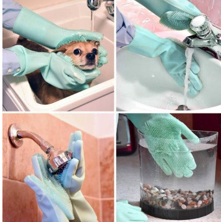 Silicone Scrubbing Gloves | Magic Dish Washing Gloves with Scrubber
