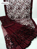 Soft Net Fabric Sequence Work With Machine Fully heavy Embroidered