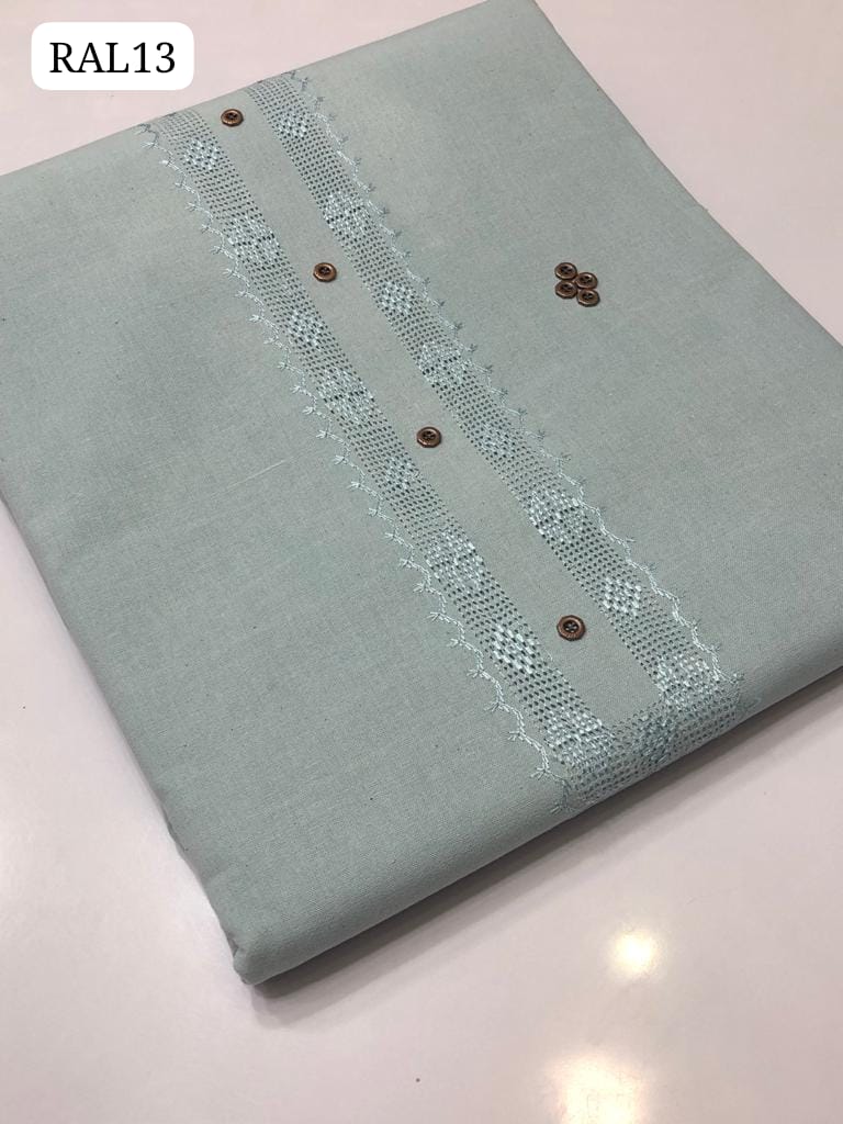 Karandi Khadder Fabric Handmade Tarkashi Work Full Suit With 8 Button
