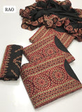 ﻿Marina Fabric Ari Balochi Work Shirt And Trouser Daman with 4 Border Embroidery Dupatta 3pc Dress