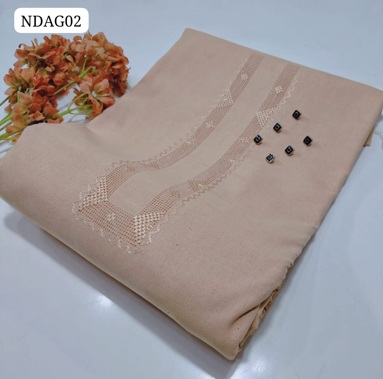 Best Quality Soft Karandi Khaddar Fabric Hand Made Tarkashi Gala Neat Work Gents Suit