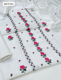 ﻿Paper Cotton Fabric Karhai Cross Stitch Shirt And Organza Embroidery Dupatta And Kataan Silk Plain Trouser 3 PC Dress
