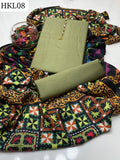 Soft Cotrii Linen Fabric Plain Shirt And Plain Trouser And Digital Print Cotri Shawl 3pc Dress